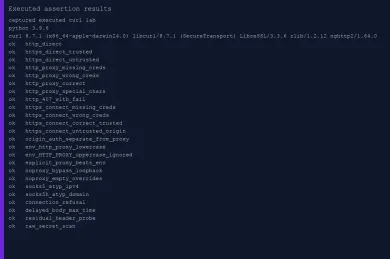 Compact executed result table from the loopback curl lab