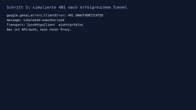 Simulierte 401 UNAUTHENTICATED nach SyncHttpxClient, aiohttp aus