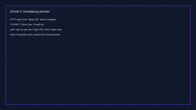 Getrennte Anmeldung: HTTP 407 ohne Proxy-User, ProxyError bei CONNECT, Origin 401 ohne auth=